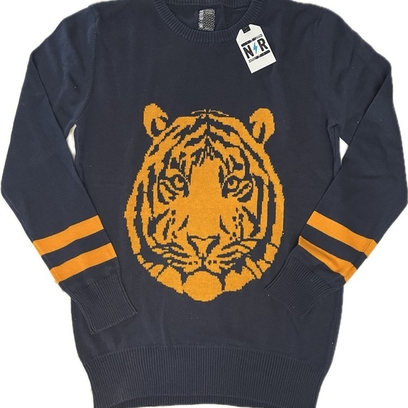 No Retreat Other - No Retreat Boys Pullover Sweater XL (18-20) - Navy Blue With Yellow/Orange Tiger